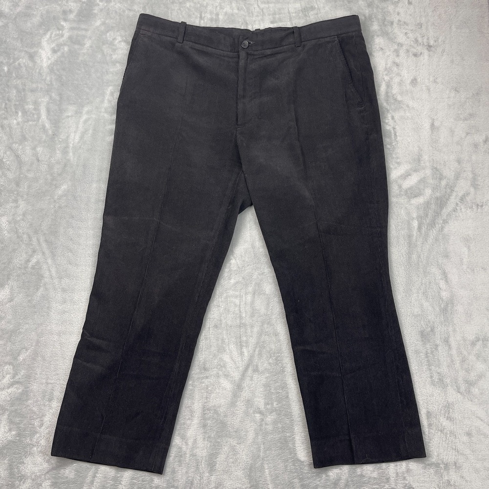 Perry Ellis Corduroy Pants Men 38/32 Black Stretch Comfort Mid Rise Straight Leg